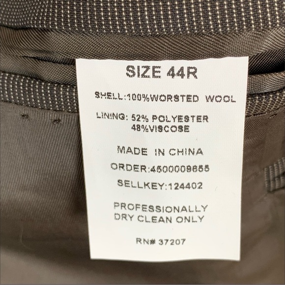 Murano Collezione Size 44R Jacket size 38 Pants Brown Worsted Wool Suit NEW - Picture 7 of 7